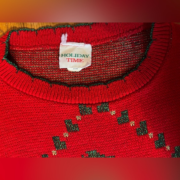 Christmas Sweater Holiday Time Holly Bows Pullover‎ Red Women’s 22W - Picture 5 of 11